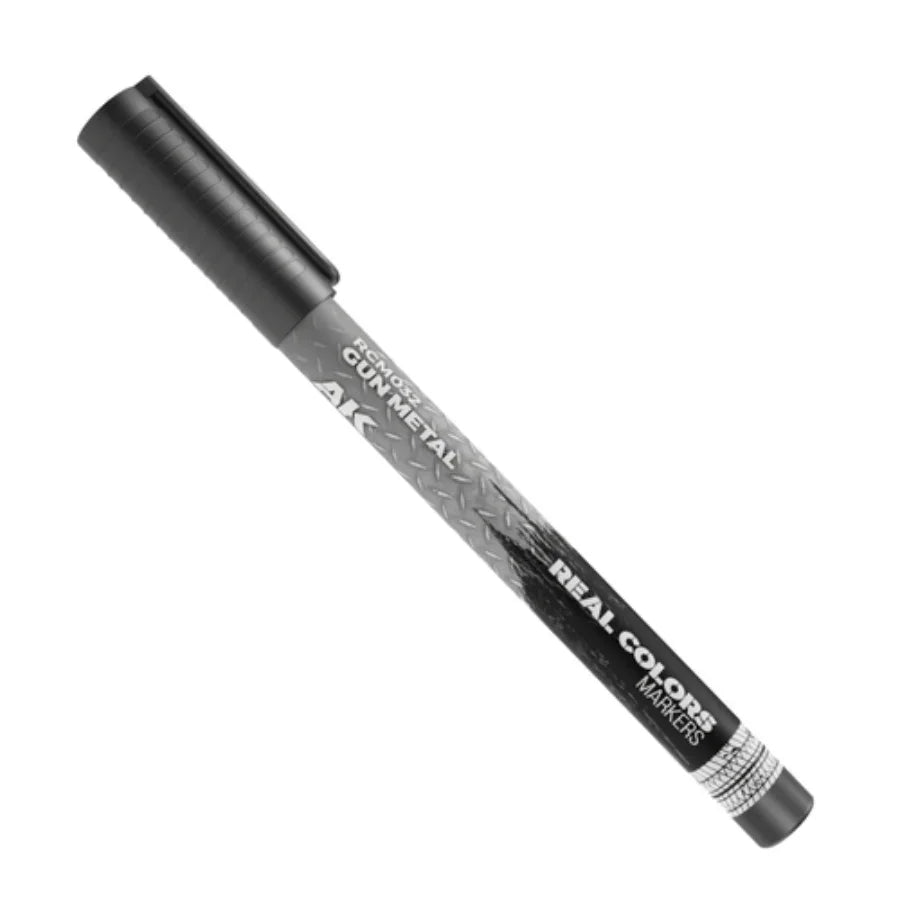 AK Interactive Real Colors Gun Metal Acrylic Paint Marker for precision scale model and miniature detailing.