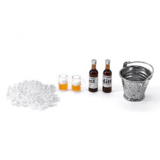 Mini Ice Bucket, Beers and Ice Cubes Decoration for 1:10, 1:8 cars