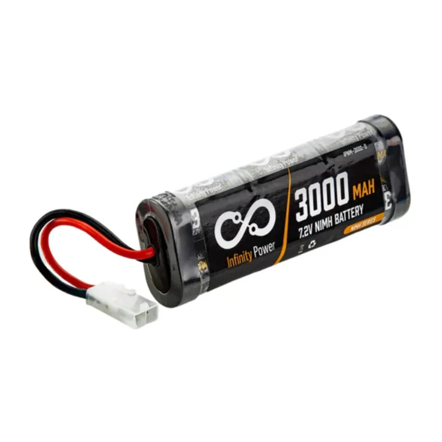 3000mAh 7.2V NiMH battery with red and black wires for hobby models and electronics
