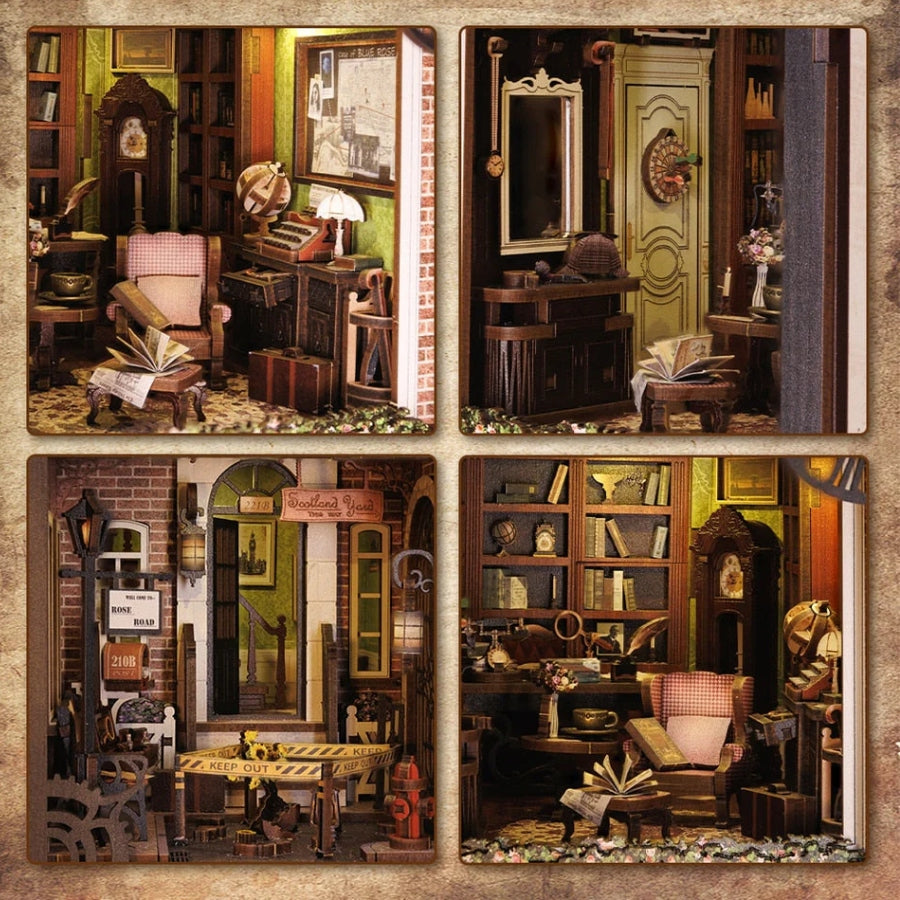 Cutebee Rose Detective Agency DIY Book Nook miniature detective office diorama craft kit.