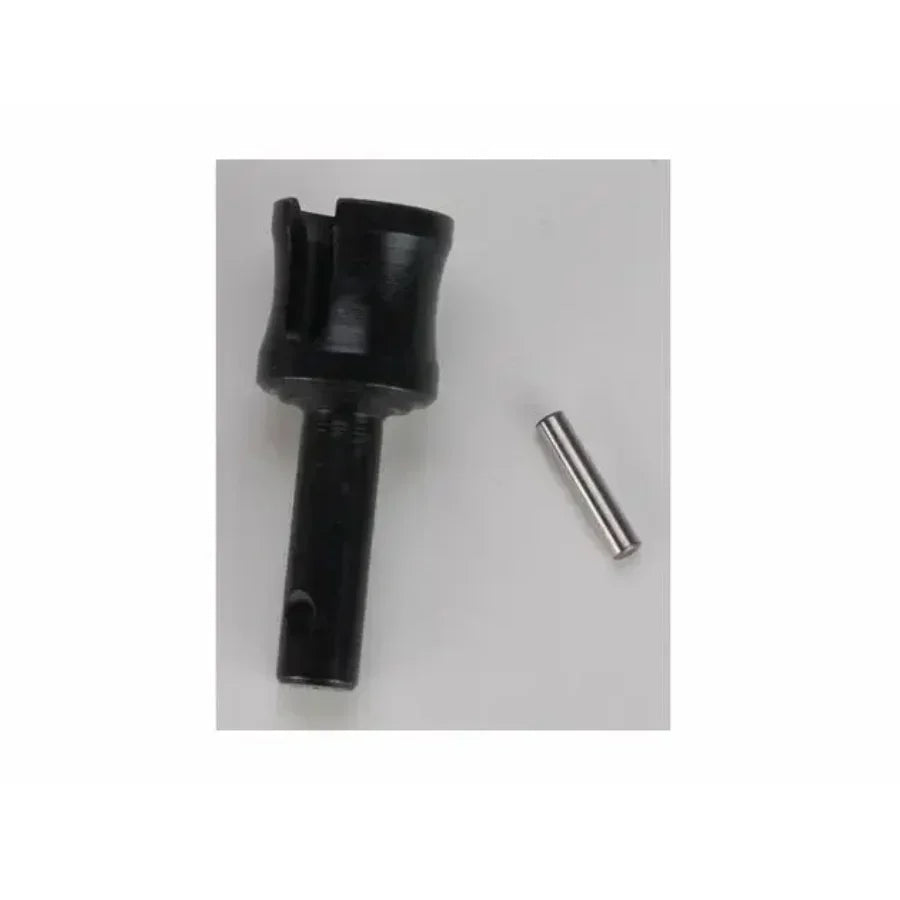 Black plastic model kit part with metal pin, for scale modeling and hobby assembly