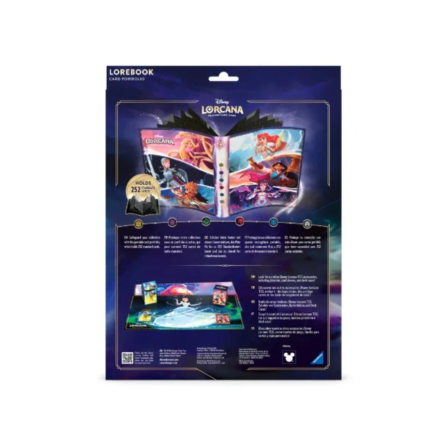 Disney Lorcana card portfolio holding 252 cards, featuring vibrant artwork and collectible storage design