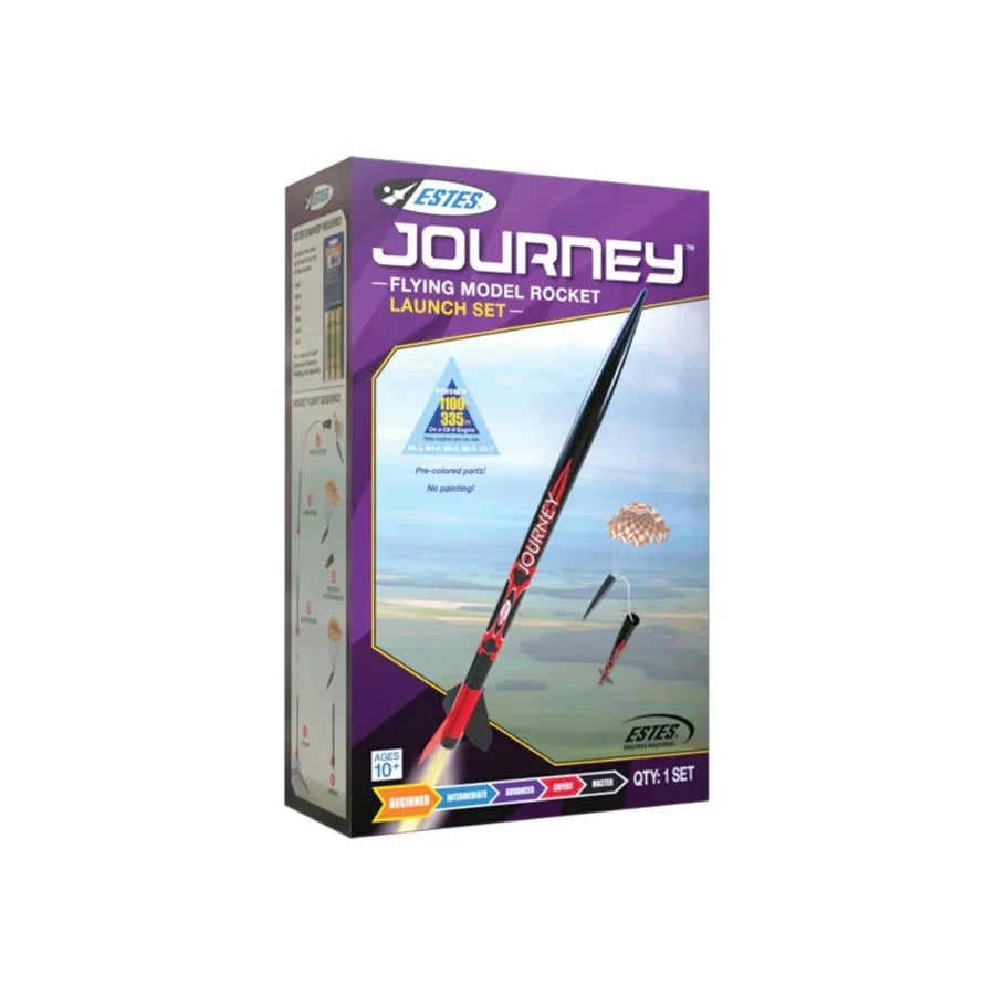 Estes Journey flying model rocket launch set for beginners, ages 10+, pre-colored parts, no painting needed