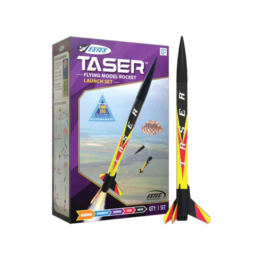 Estes Taser Beginner Model Rocket Launch Set EST-1491X – complete starter pack with rocket, pad, and controller.