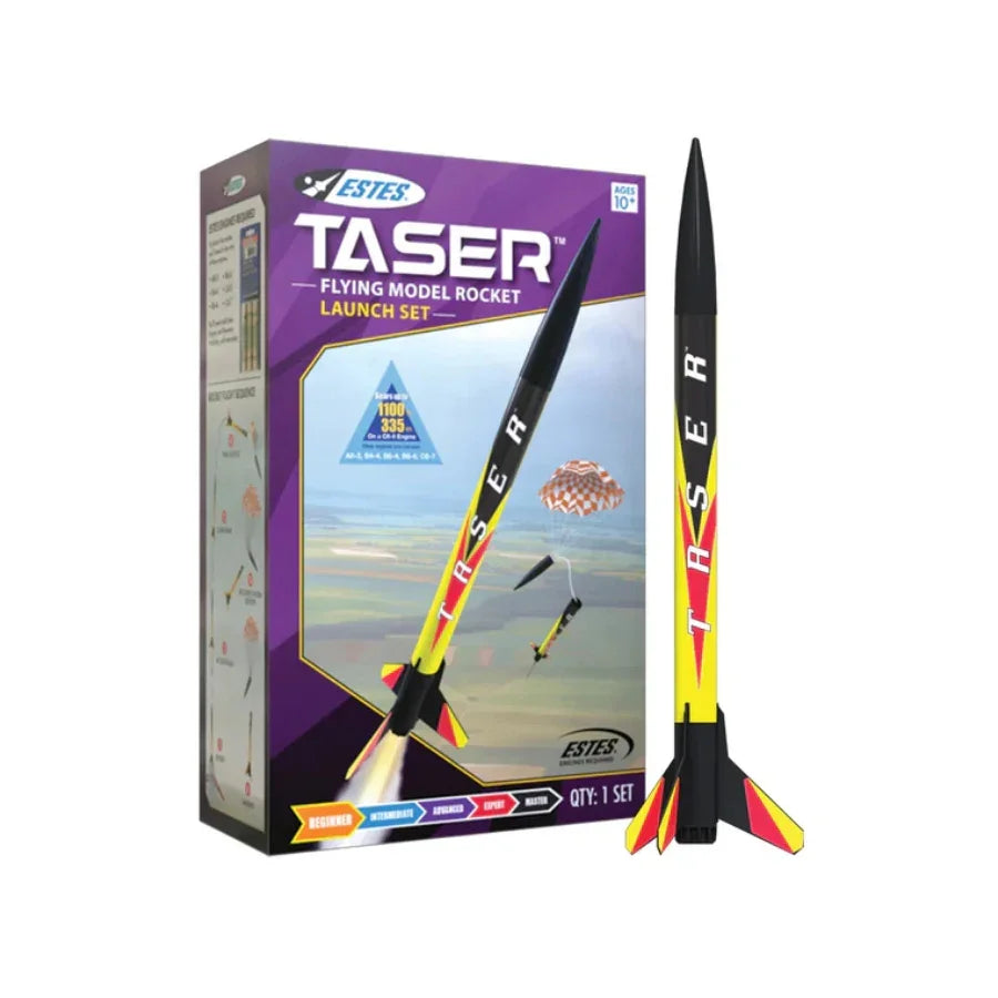 Estes Taser Beginner Model Rocket Launch Set EST-1491X – complete starter pack with rocket, pad, and controller.