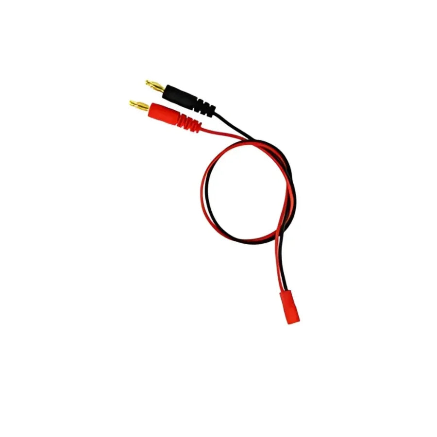 Red and black alligator clip test leads with banana plugs for electronics projects and hobby kits