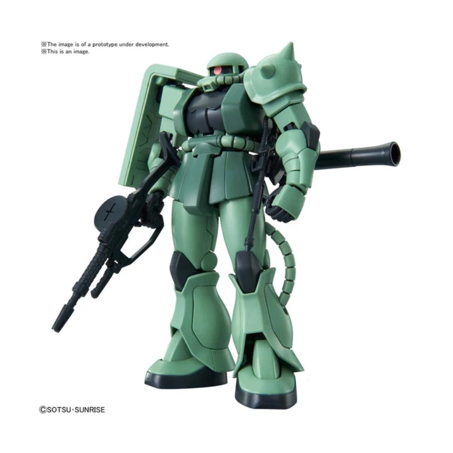 Bandai HGUC 1/144 MS-06 Zaku II Plastic Model Kit Display.