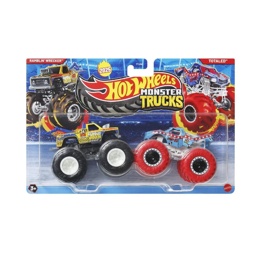 Hot Wheels Monster Trucks 2025 Ramblin' Wrecker & Totaled die-cast toy vehicles for kids ages 3+