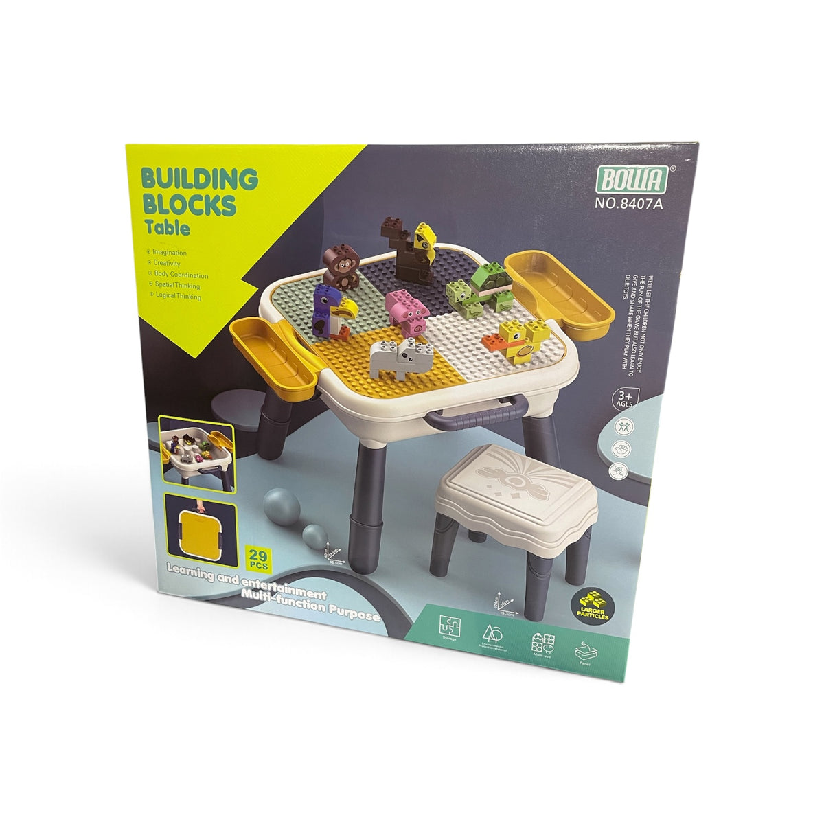 Kids Plastic Activity Table & Chair Set – Building Block Table for Children
