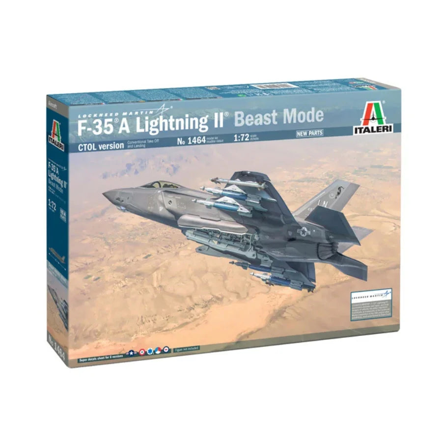 Italeri 1:72 F-35A Lightning II Beast Mode model kit with CTOL version and new parts for hobbyists