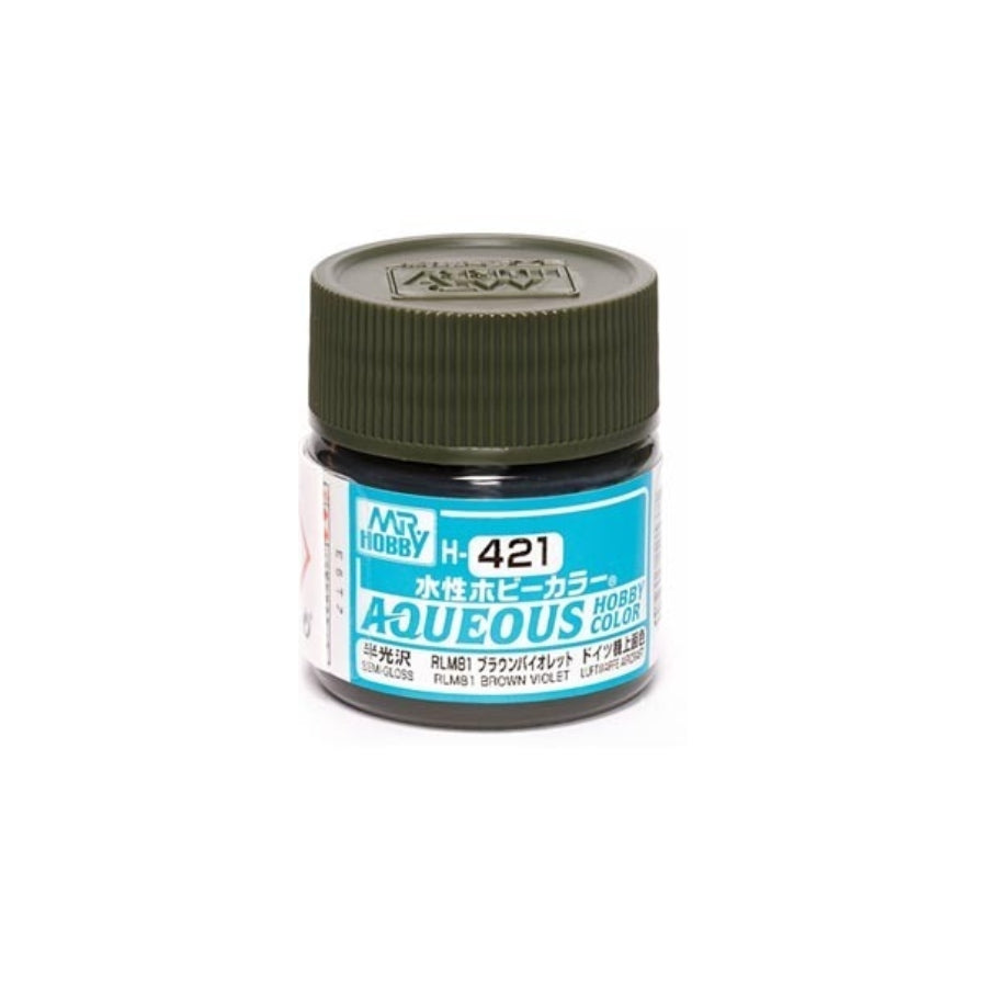 Mr Hobby Aqueous RLM 81 Brown Violet H-421 – 10ml acrylic model paint for WWII aircraft and scale models.