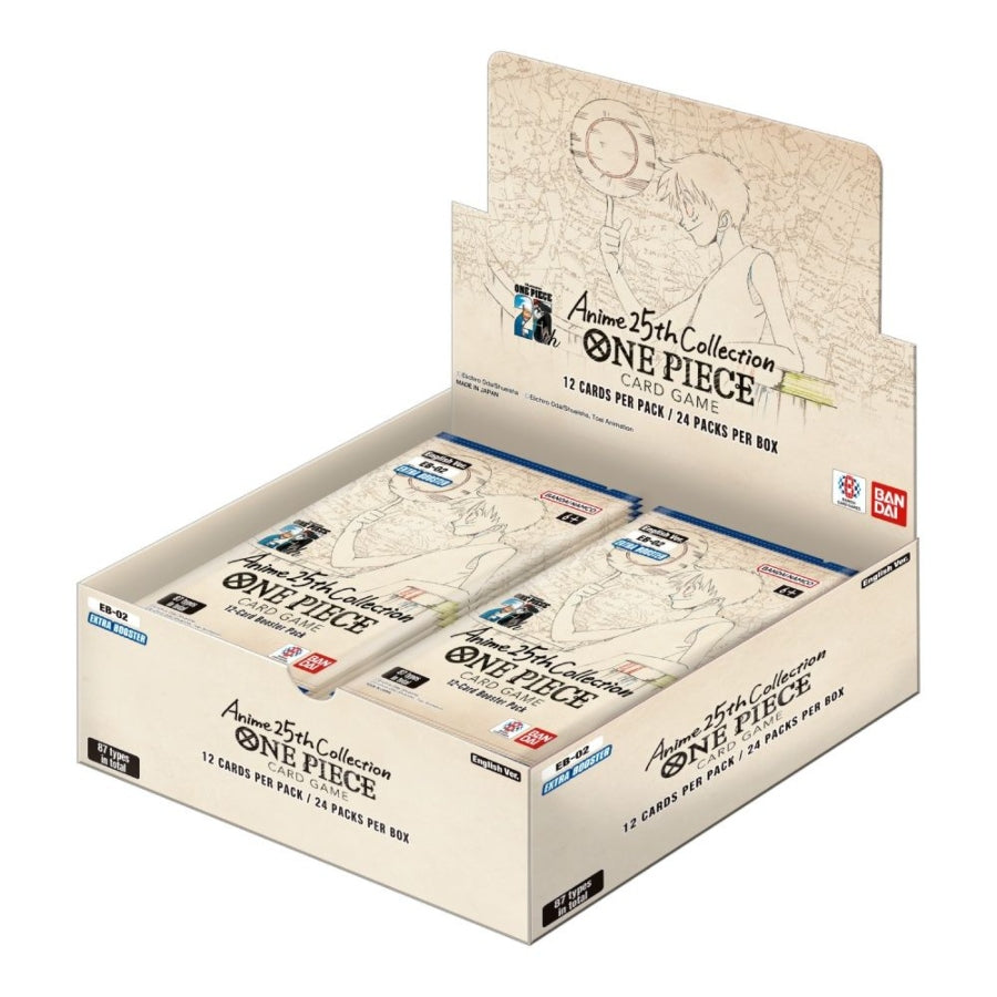 One Piece Card Game EB-02 Extra Booster Display – Anime 25th Collection box with colorful character artwork