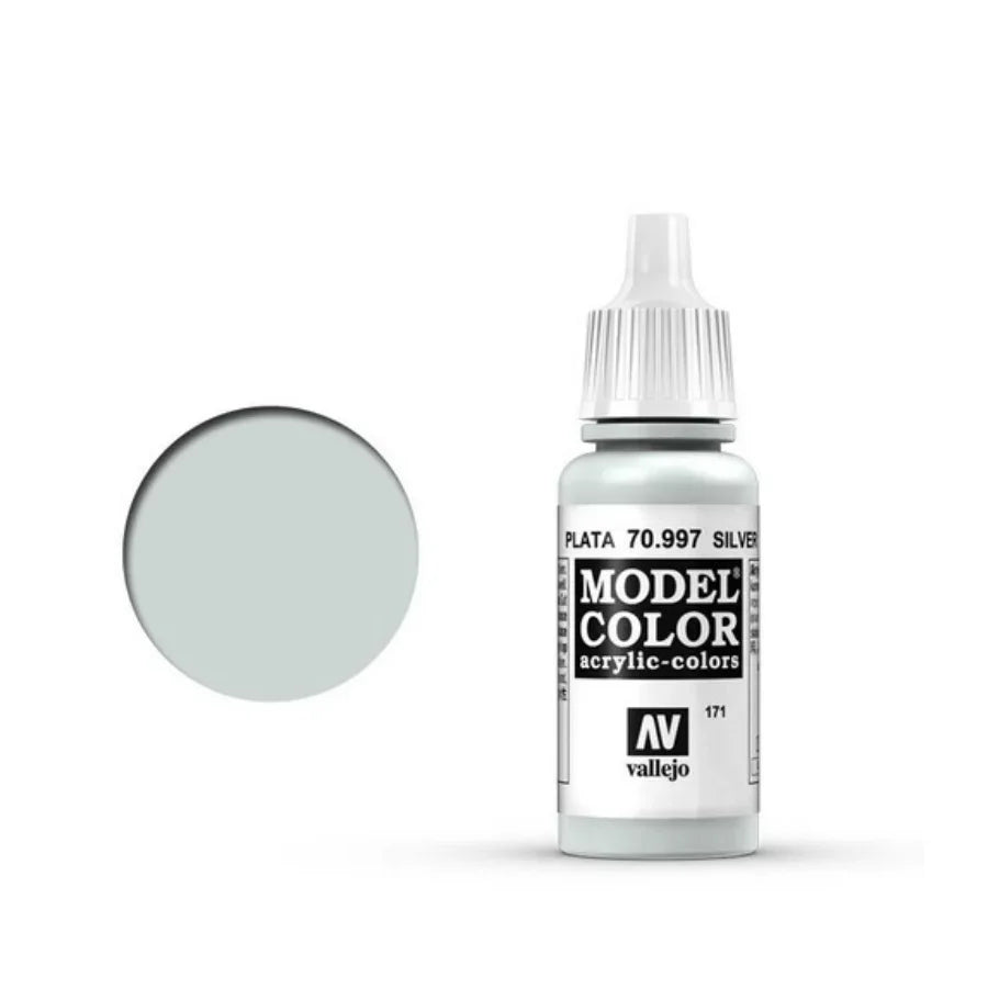 Vallejo Model Color Silver Acrylic Paint 70.997 for hobby models and miniatures