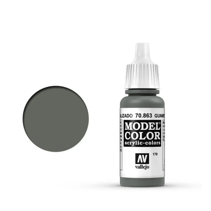 Vallejo Model Color acrylic paint, Gunmetal shade 70.863, ideal for model kits and hobby projects