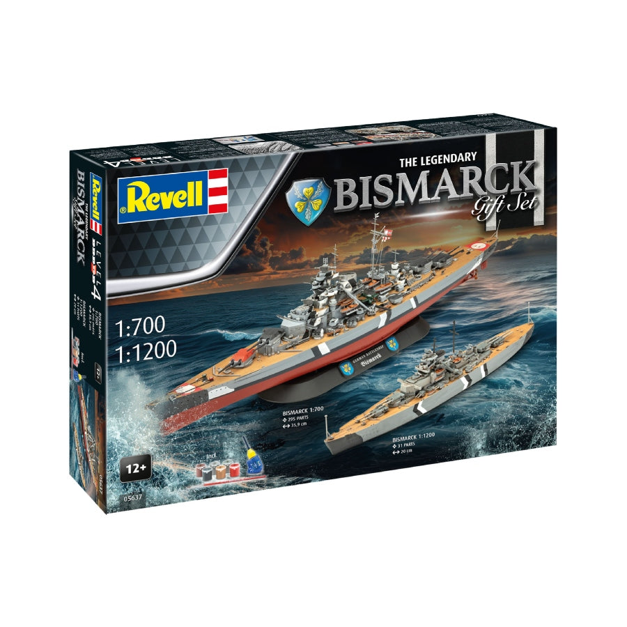 Revell The Legendary Bismarck Gift Set 1:700 & 1:1200 Scale Model Kit 05637 Box Art