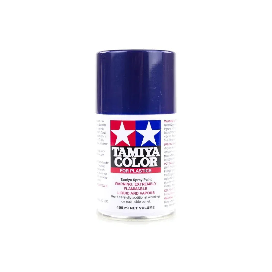 Tamiya Spray TS-53 Deep Metallic Blue – 100ml acrylic lacquer spray paint for models, miniatures, and RC car bodies.