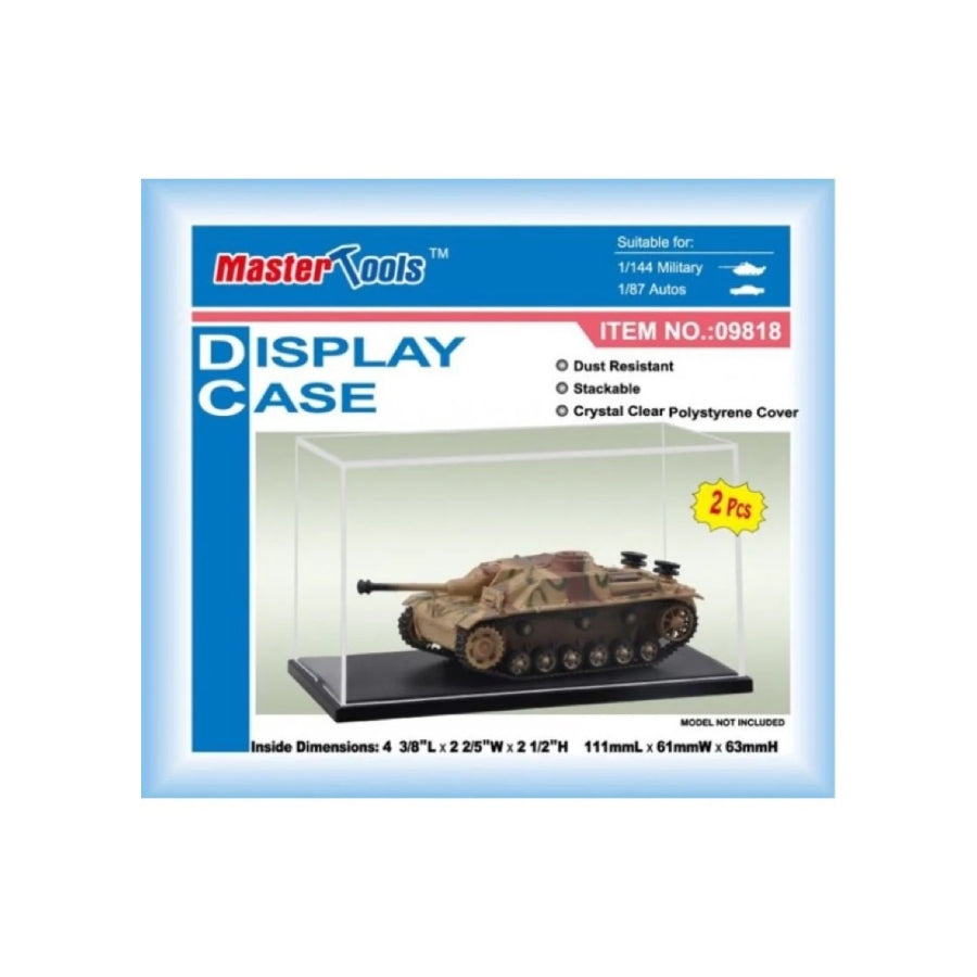 Trumpeter Plastic Display Case 111×61×63 mm – clear protective display box for 1/72 scale models, die-cast cars, miniatures, and collectible figures.