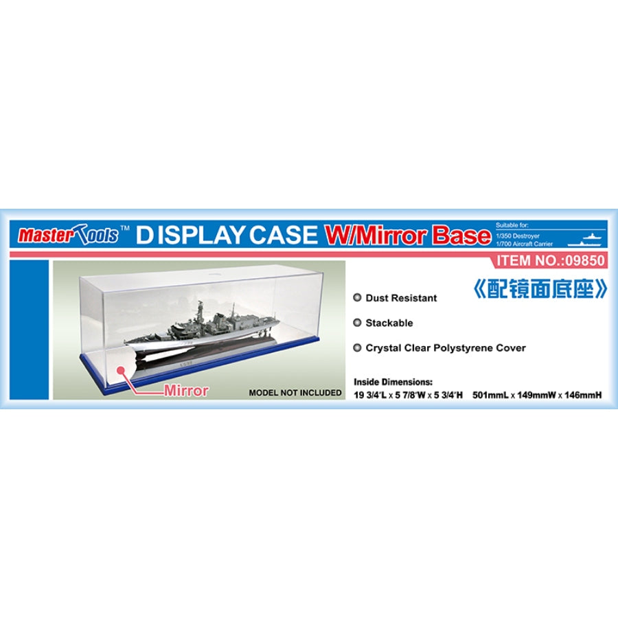Trumpeter 501×149×146mm Display Case with mirrored base – clear acrylic showcase for model kits and collectibles.