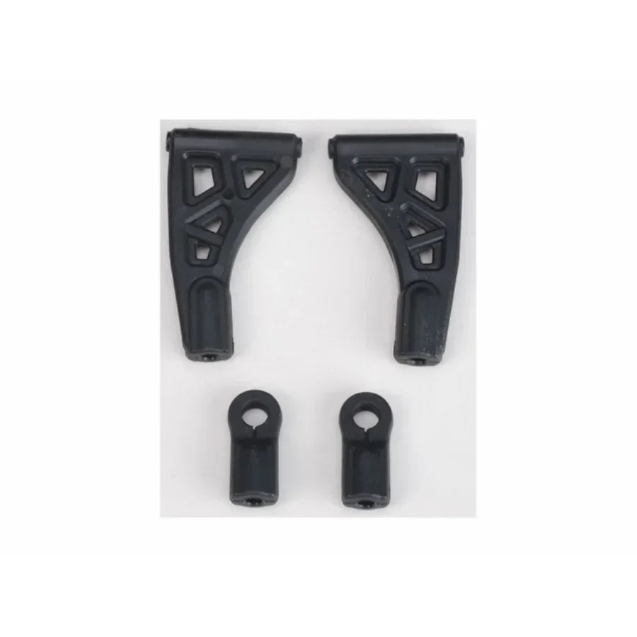 Black RC car suspension arms and bushings for model kit upgrades