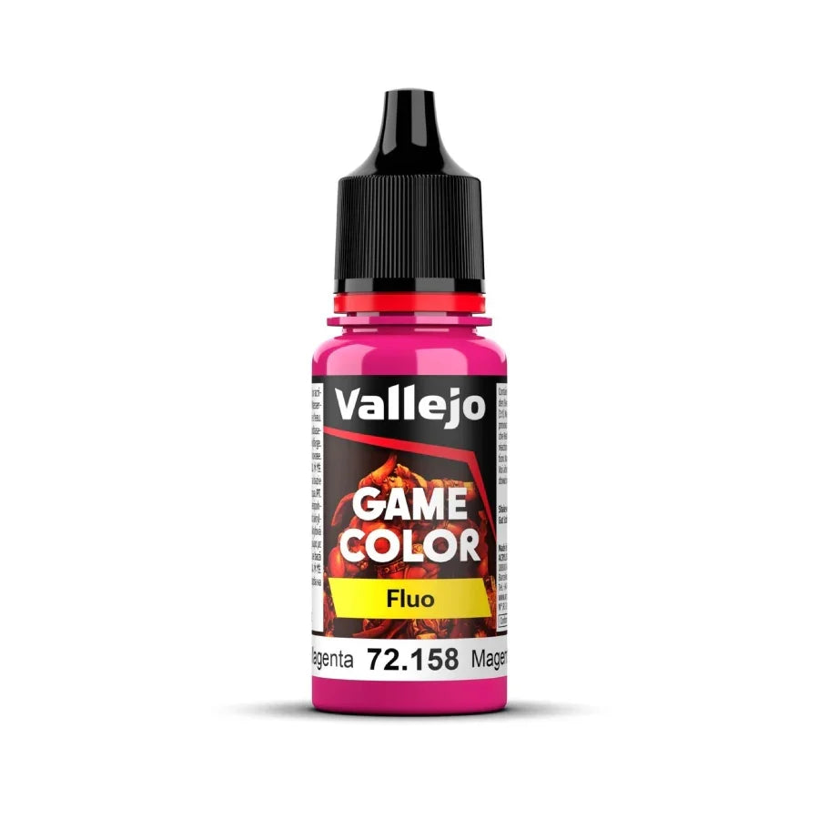 Vallejo Game Color Fluo Magenta 72.158 paint bottle for hobby models and miniatures