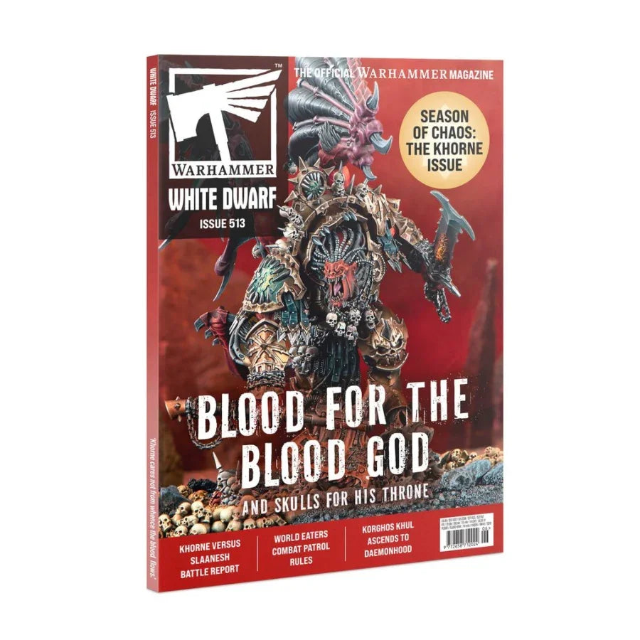Warhammer White Dwarf 513 magazine cover featuring Games Workshop artwork, hobby guides, and Warhammer miniatures content.