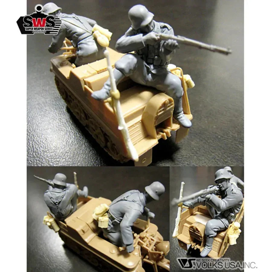 Resin crew figures—driver and gunner—for 1:32 Kettenkrad Luftwaffe “Decoy” set (unpainted, unassembled)
