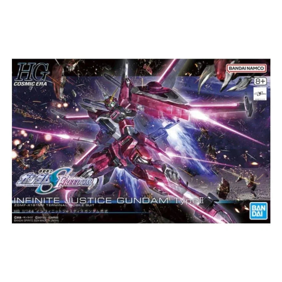Bandai HG 1/144 Infinite Justice Gundam Type II Gundam SEED FREEDOM plastic model kit.