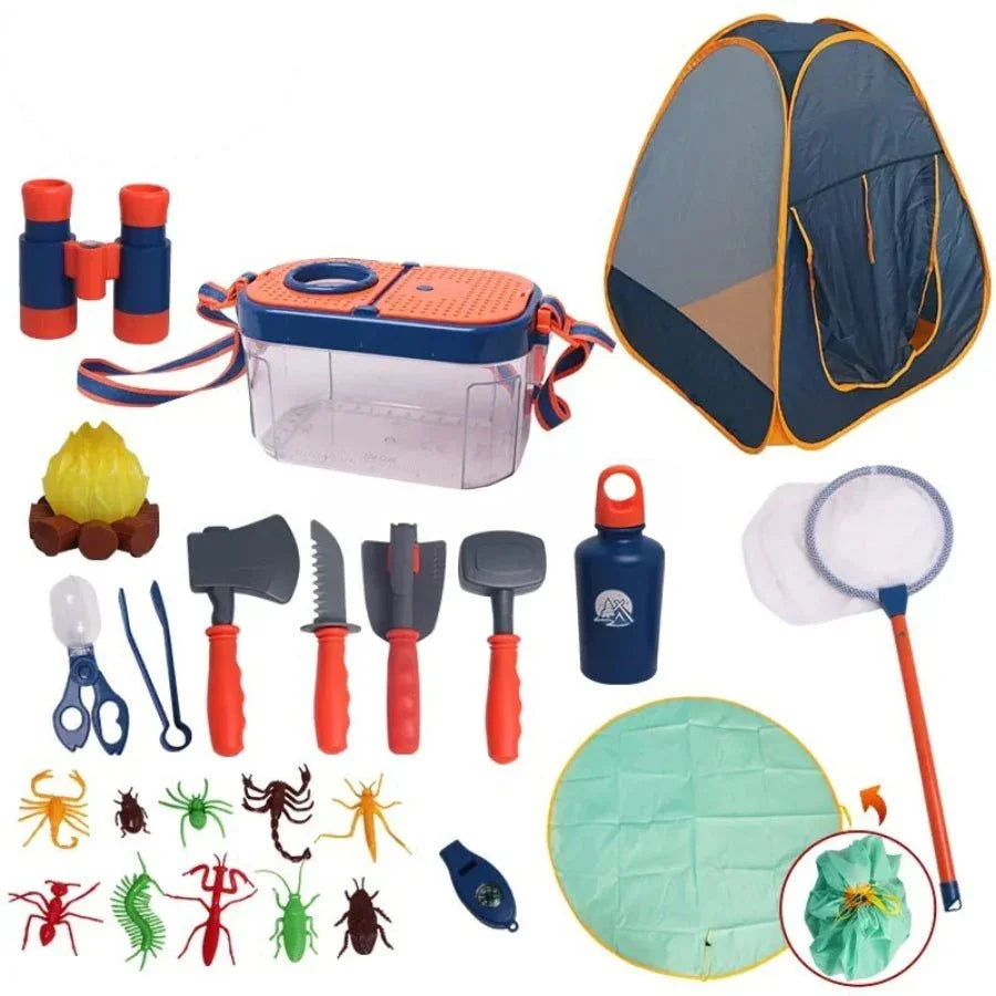 Camping Forest Adventure 24pc Set – kids’ camping playset with tent, lantern & accessories for creative outdoor pretend play.
