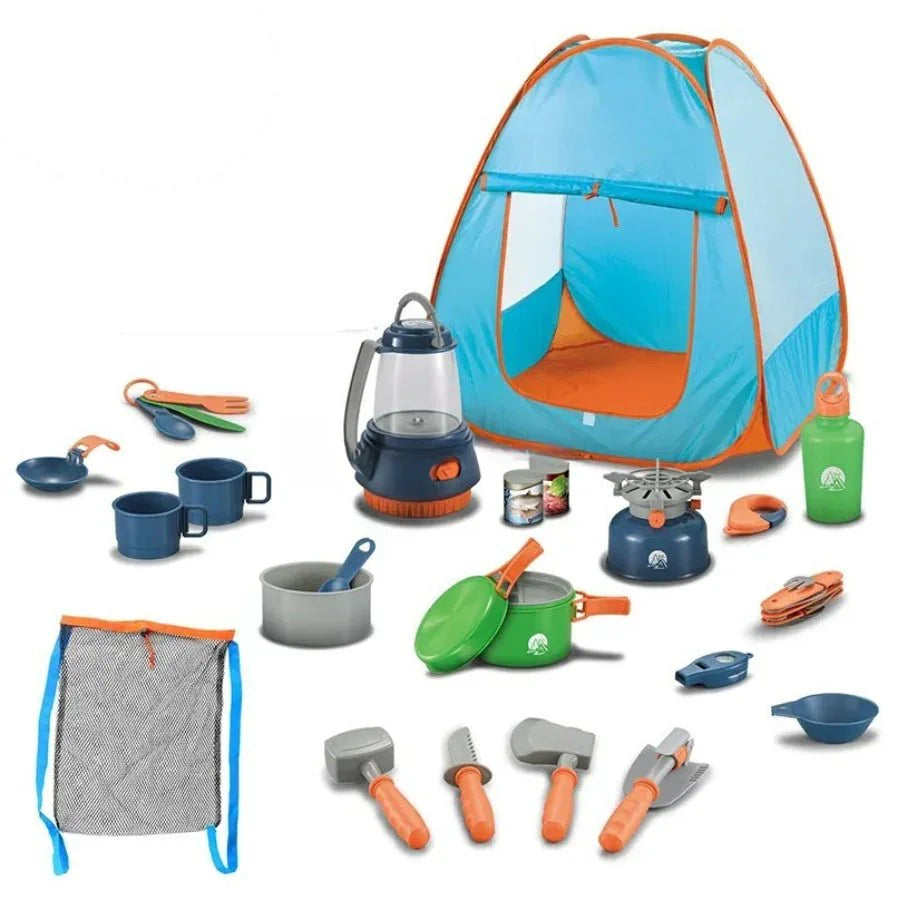 Camping Forest Adventure 25pc Set – kids’ outdoor camping playset with tent, tools & accessories for imaginative explorer fun.