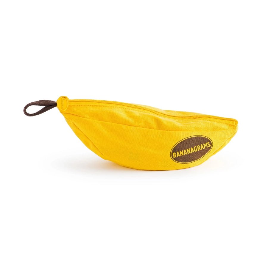 Classic Bananagrams – fast-paced word game in banana-shaped pouch with letter tiles.