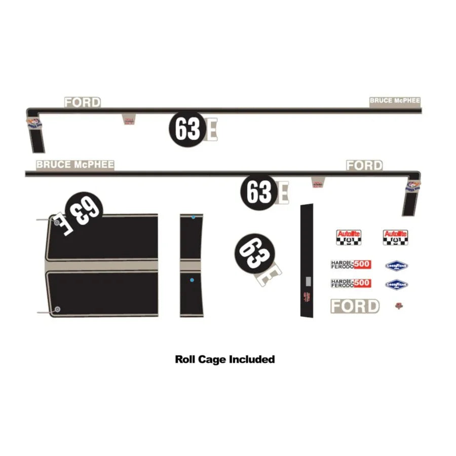 DDA 1:24 #63E XW Ford Bathurst Decal Kit with Roll Cage – Set of 6