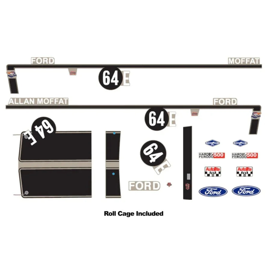 DDA 1:24 #64E XW Ford Bathurst Decal Kit with Roll Cage – Set of 6