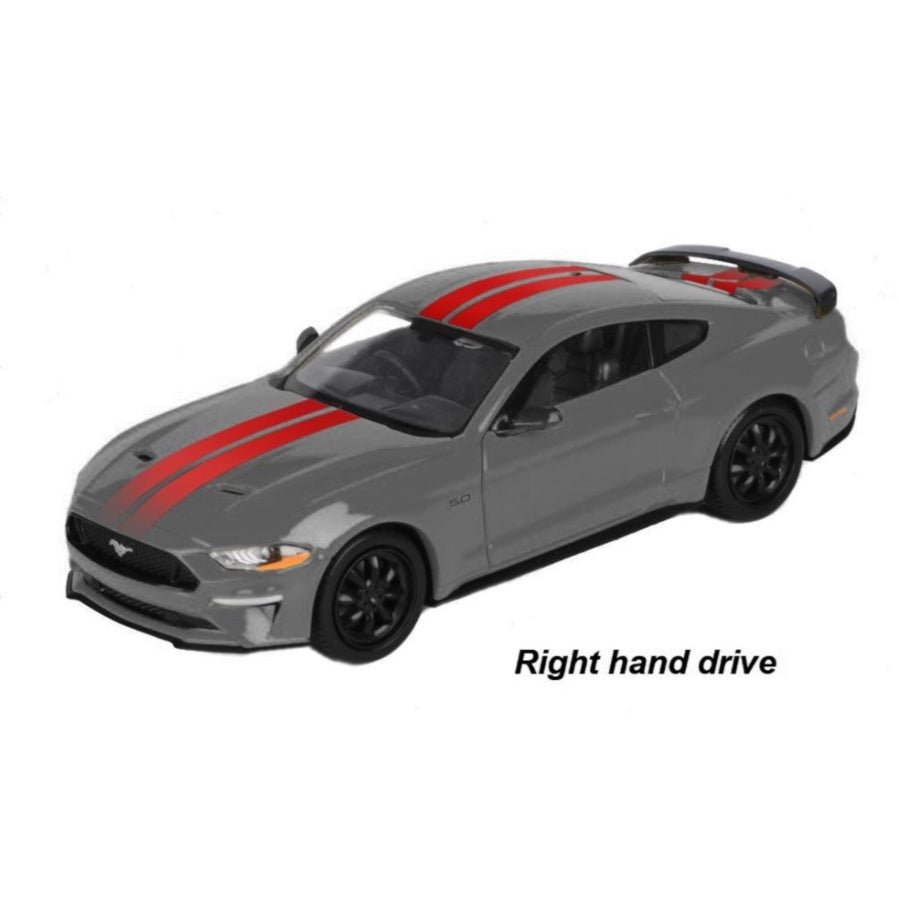 DDA 1:24 matte grey with red stripes 2018 Ford Mustang GT diecast model car.