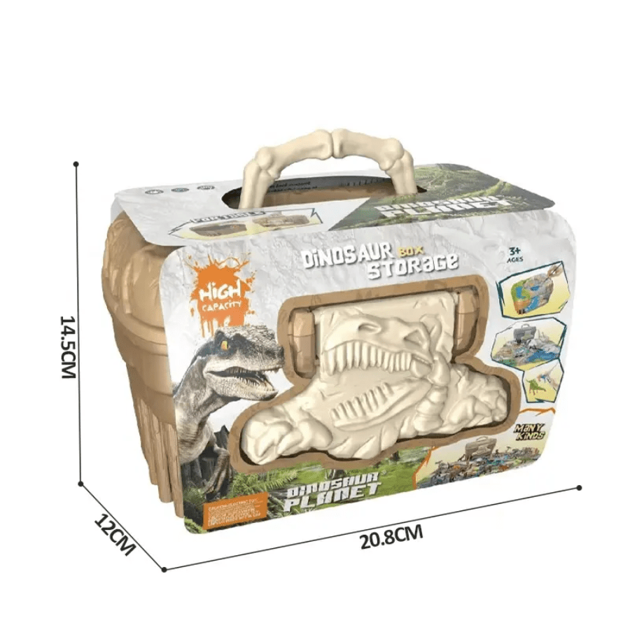 Dinosaur Planet Storage Box – colourful kids’ toy organiser and play set with dinosaur landscape design for storing and playing with toy figures.