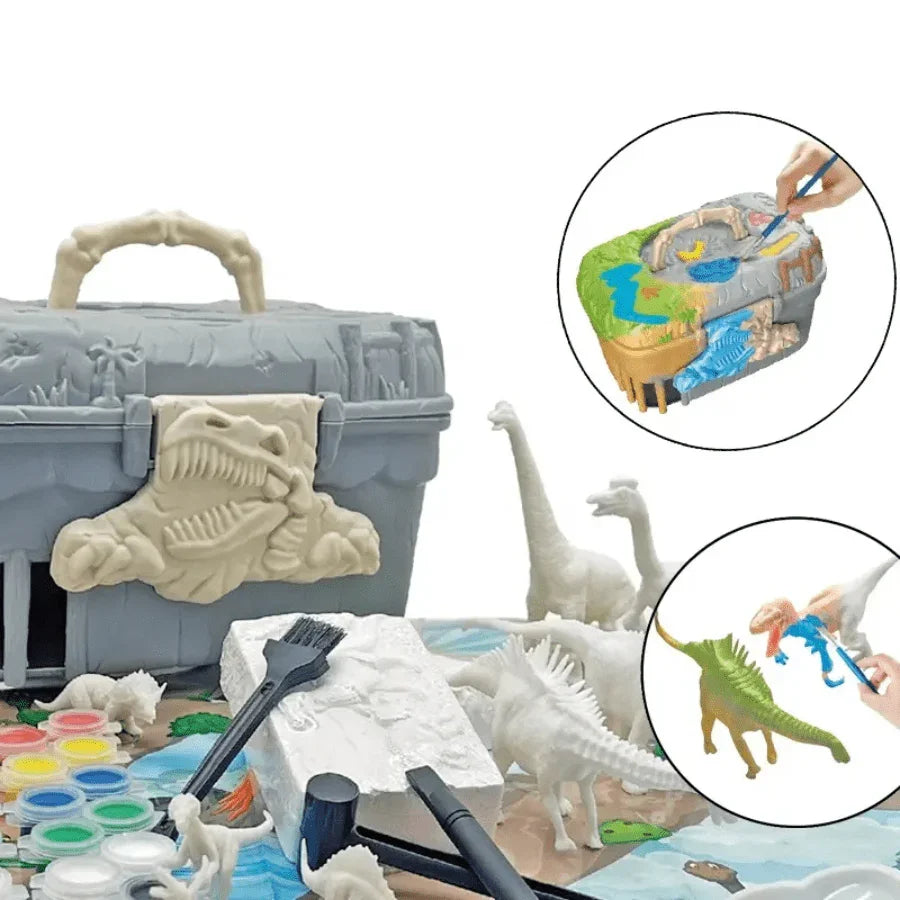 Dinosaur Planet Storage Box – colourful kids’ toy organiser and play set with dinosaur landscape design for storing and playing with toy figures.