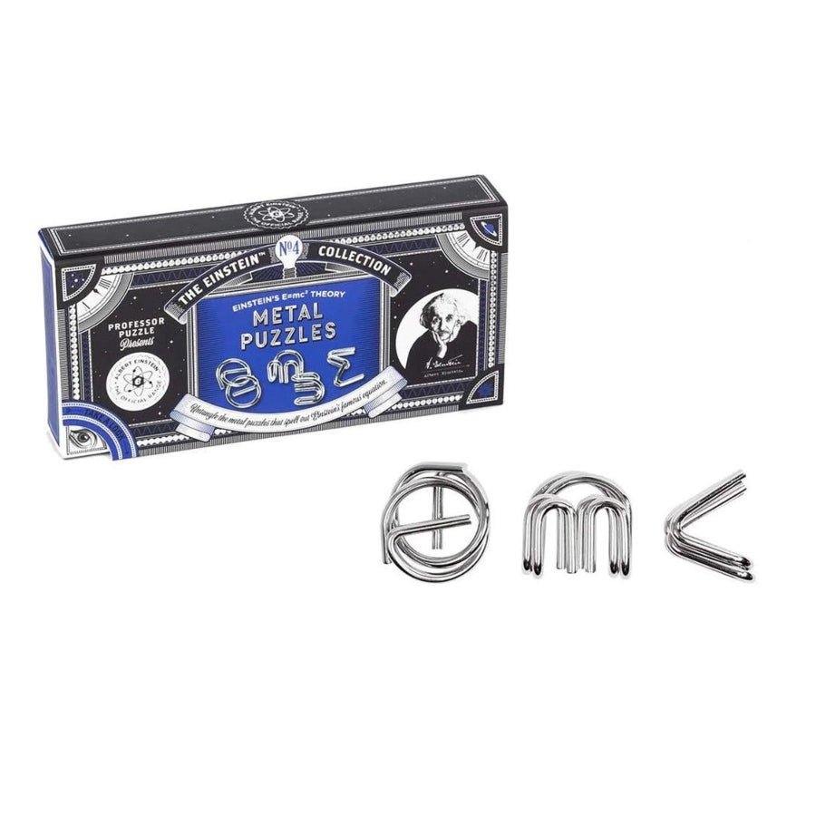 Einstein E=MC² metal brain teaser puzzle in packaging.