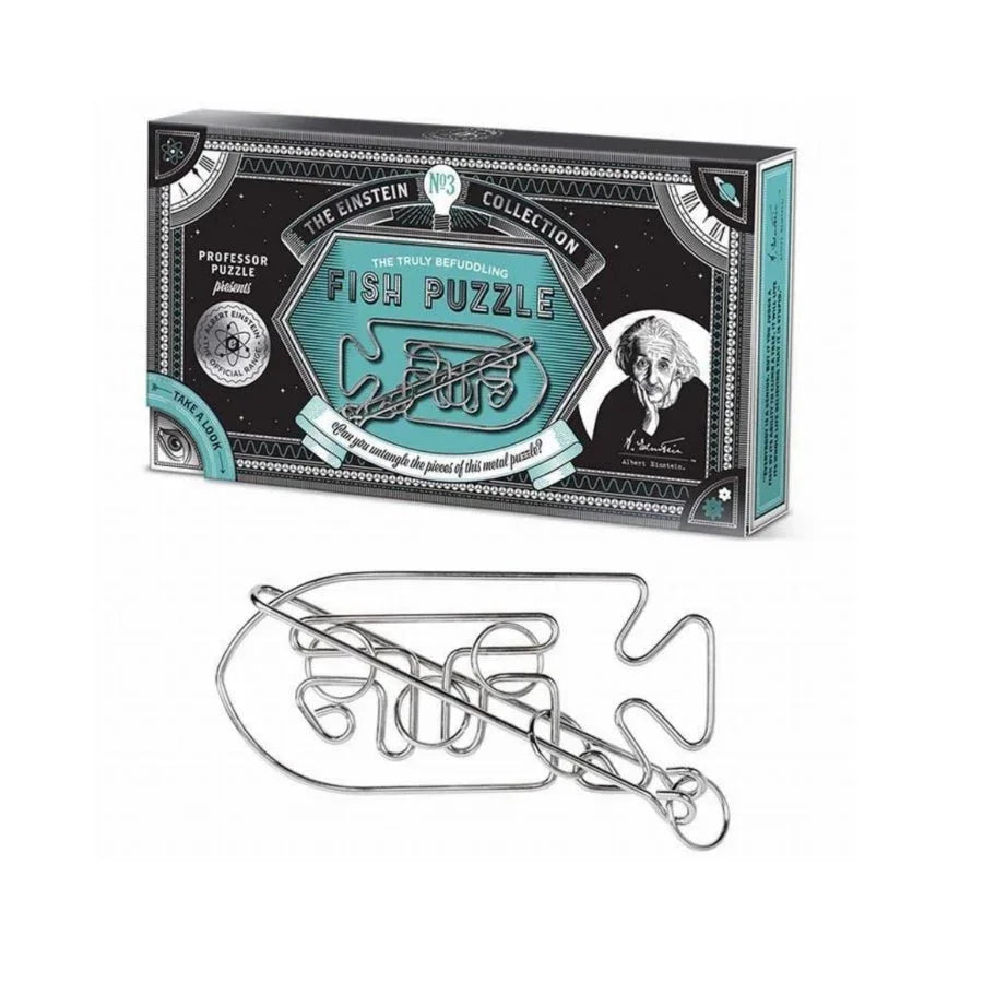 Einstein’s Fish metal disentanglement puzzle brain teaser.