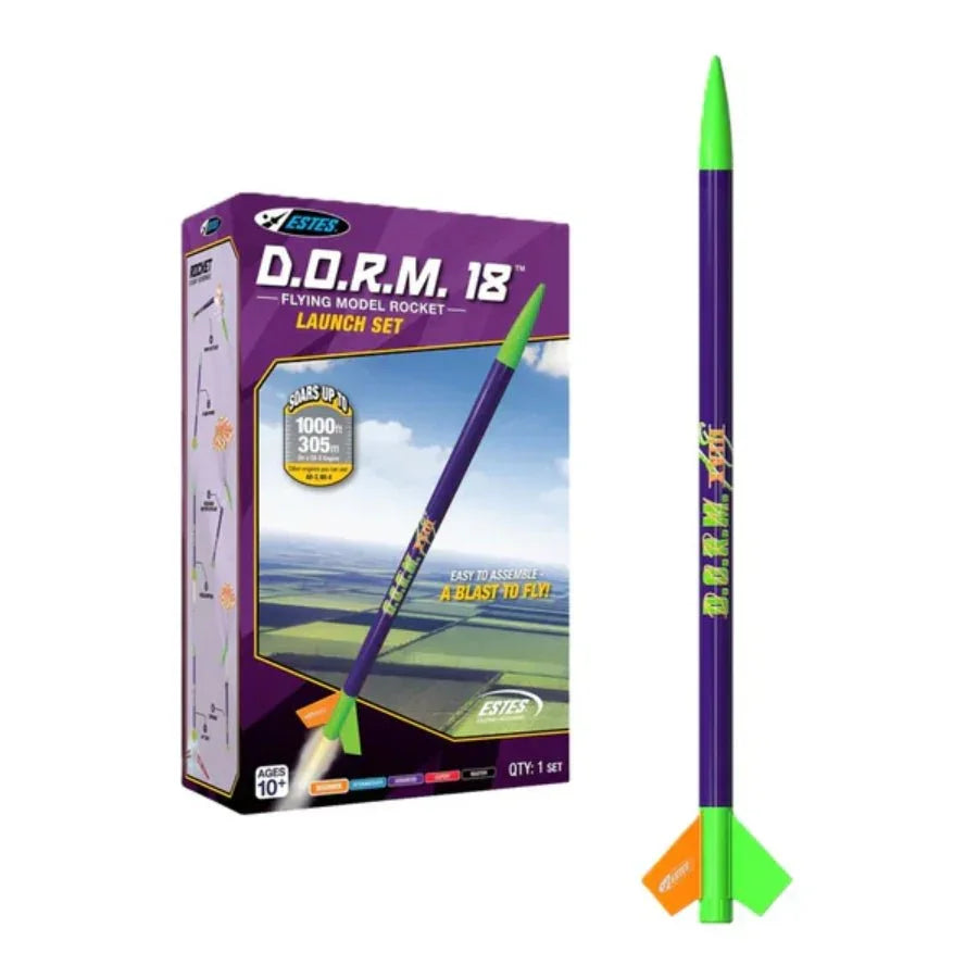 Estes DORM 18 flying model rocket launch set box and rocket, Aussie Hobbies product image