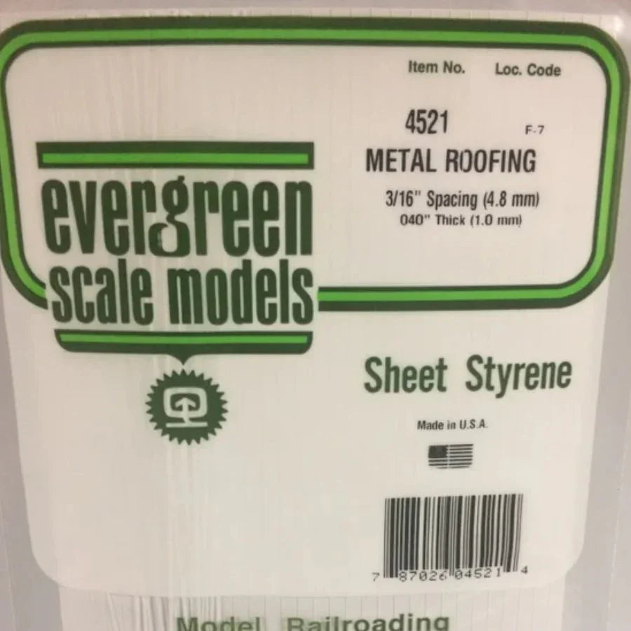 Evergreen Scale Models Polystyrene Sheet (Metal Roofing)