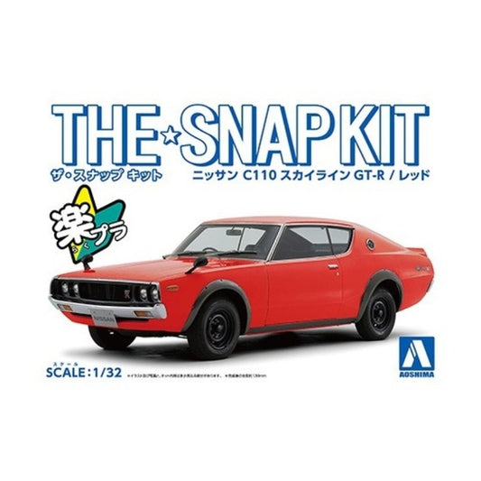 Aoshima 1/32 Scale Snap Kit #18-A Nissan C110 Skyline GT-R Red Model Kit