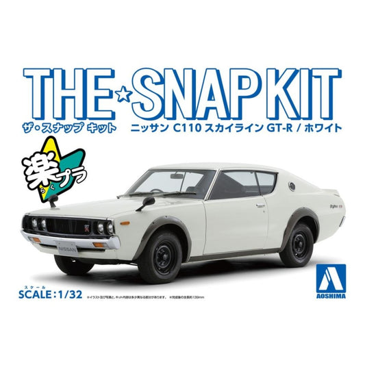 Aoshima 1/32 Scale Snap Kit #18-A Nissan C110 Skyline GT-R White Model Kit