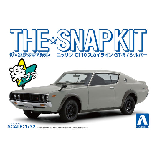Aoshima 1/32 Scale Snap Kit #18-A Nissan C110 Skyline GT-R Silver Model Kit