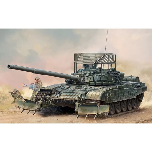 Trumpeter 1/35 Soviet T-72B1 w/ KMT-6 & Cage Armour Tank Scaled Plastic Model Kit