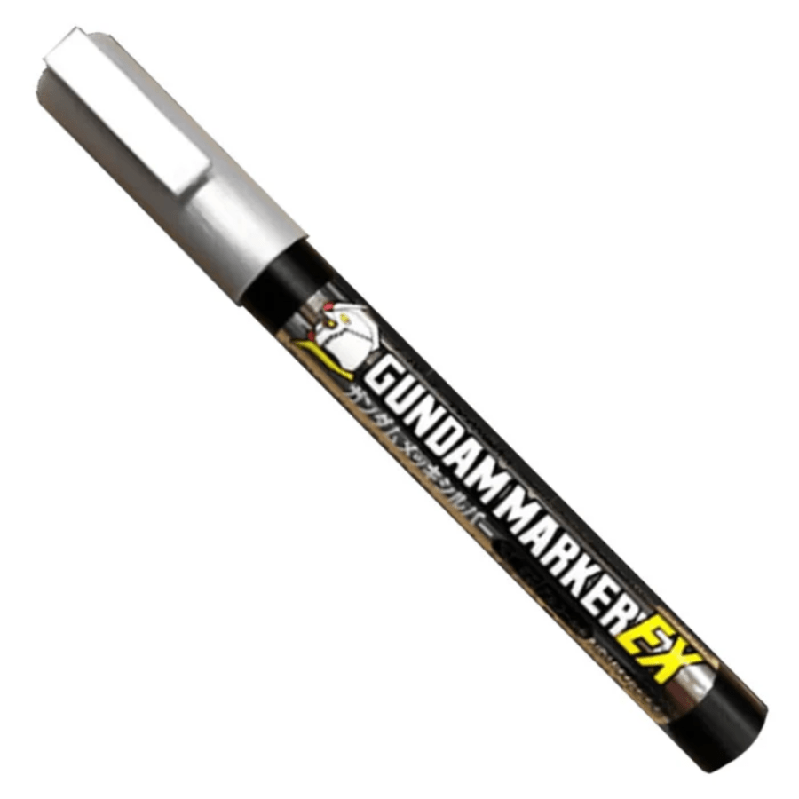 GSI Creos Gundam Marker Plated Silver GSIXGM100 – metallic silver detailing pen for Gundam model kits, mecha builds, and scale modelling accents.