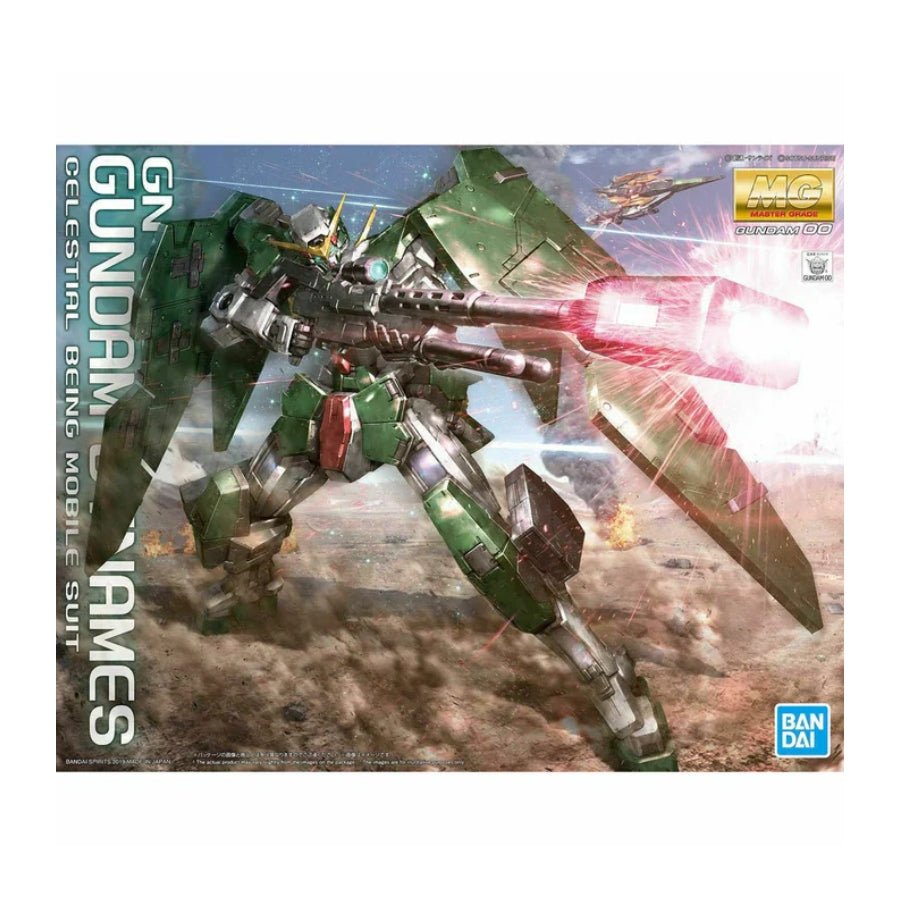 Bandai MG 1/100 Gundam Dynames plastic model kit from Gundam 00 featuring sniper rifle, shields and frame parts