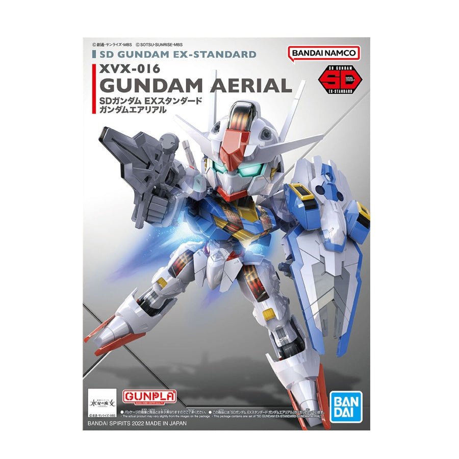 SD Gundam EX-Standard Gundam Aerial G5063031 model kit – super-deformed Gunpla buildable kit with beam rifle, beam saber and shield for collectors and hobbyists.