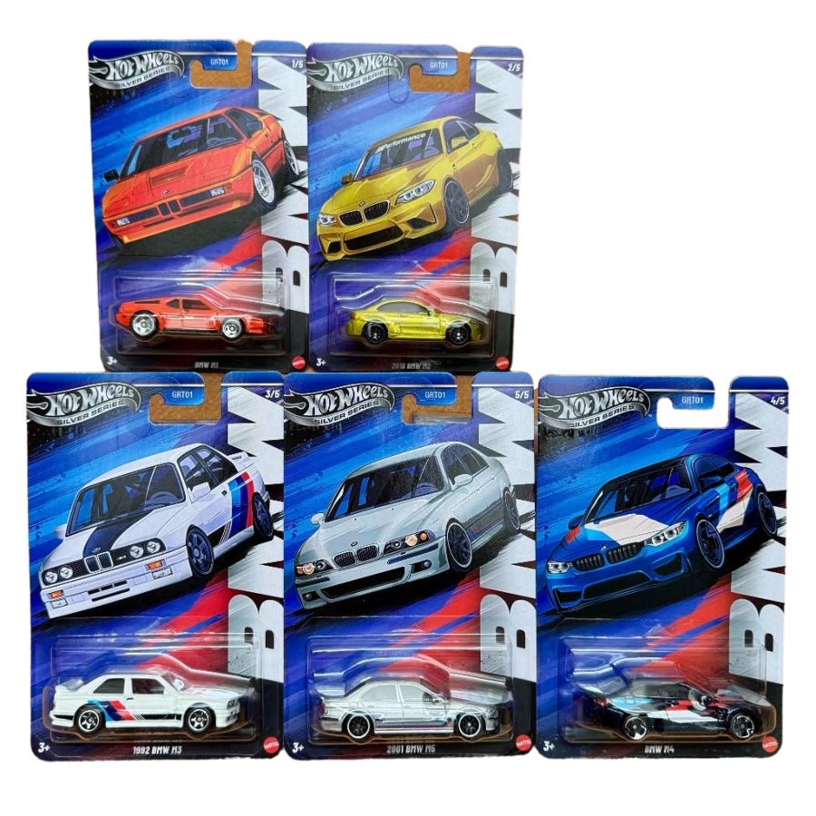 Hot Wheels 2025 Silver Series BMW – premium 1:64 die-cast collectible car in metallic silver with detailed BMW styling.