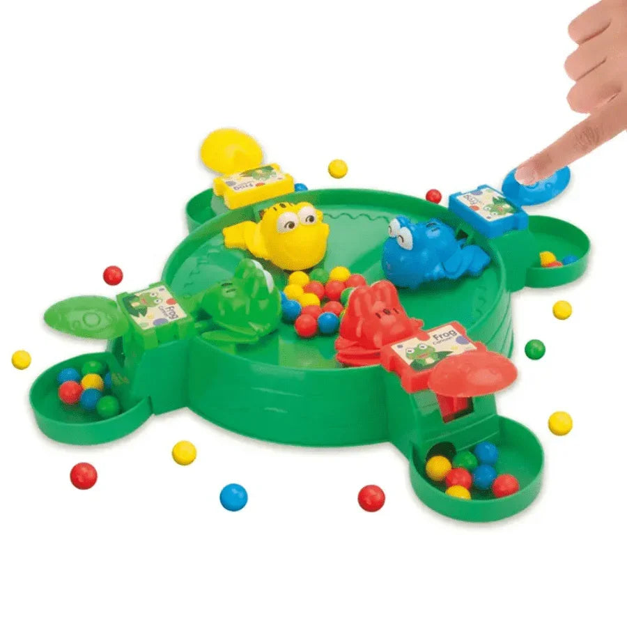 Hungry Frogs Game – colourful tabletop feeding toy for kids with frogs catching beads in a fun, fast-paced family game.