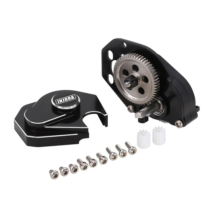 INJORA CNC aluminum transmission gearbox with hardened steel gears for 1/24 Axial SCX24 and AX24 RC crawlers