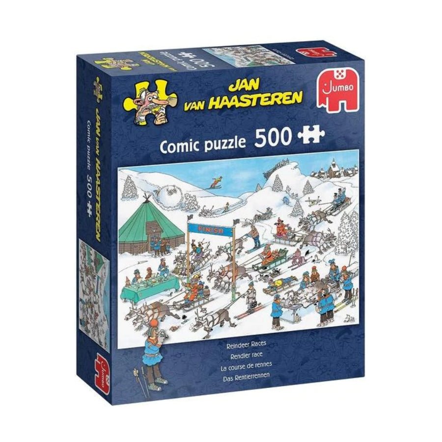 Jan van Haasteren Reindeer Races 500 piece humorous Christmas jigsaw puzzle.